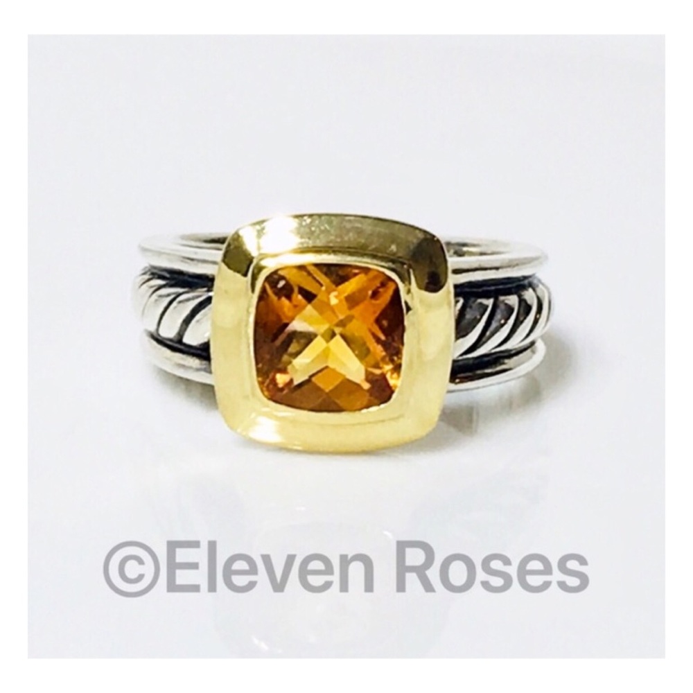 David Yurman Sterling & 18k Golden Citrine Ring